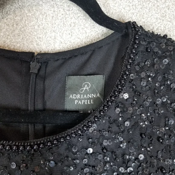 Adrianna Papell |Flutter Sleeve Beaded Dress - Picture 4 of 9